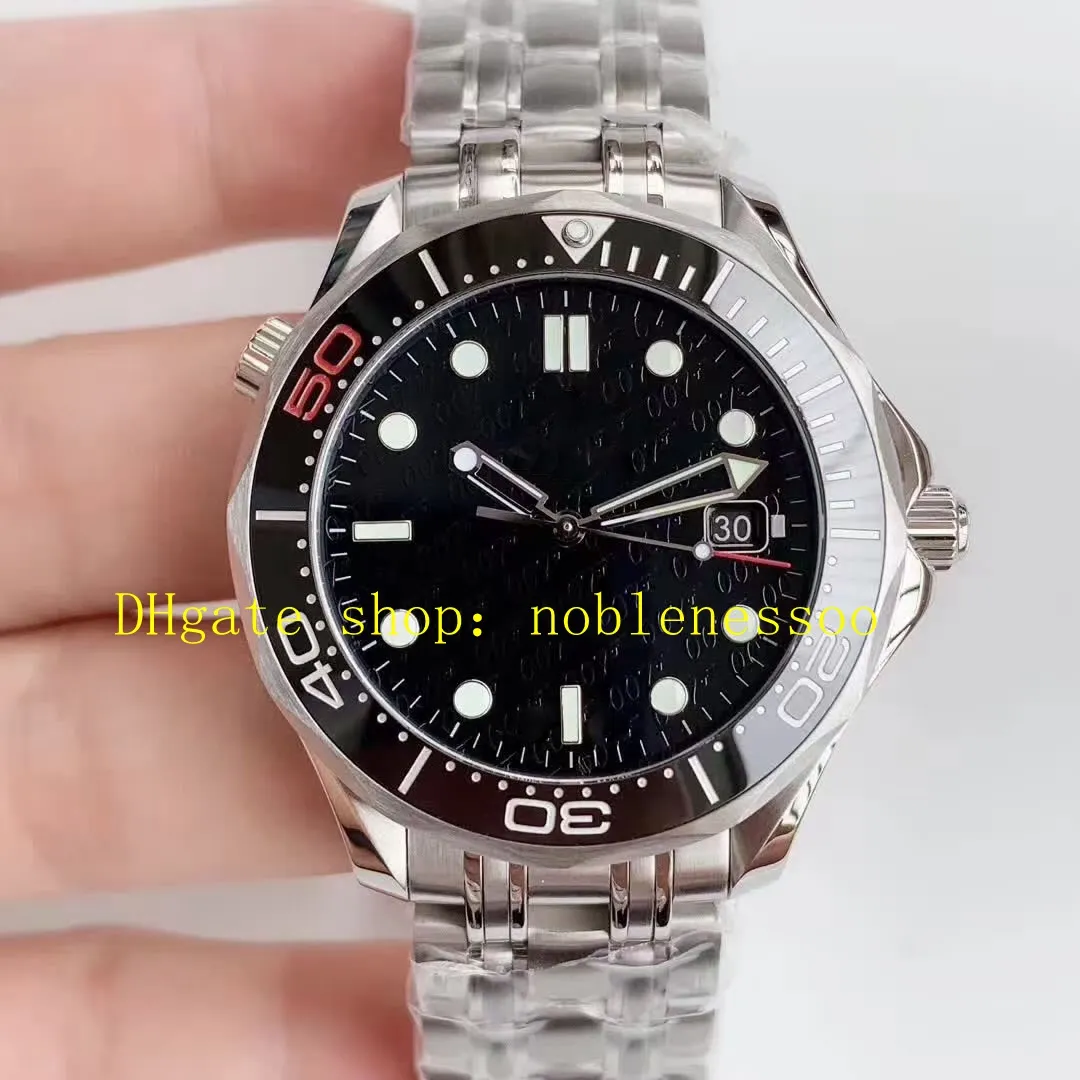 Super Om Factory Cal.2507 Movement Automatic Watch Men 's 41mm Black Dial 300m 007 50 주년 기념식 강 팔찌 남성 스포츠 기계식 시계 손목 시계