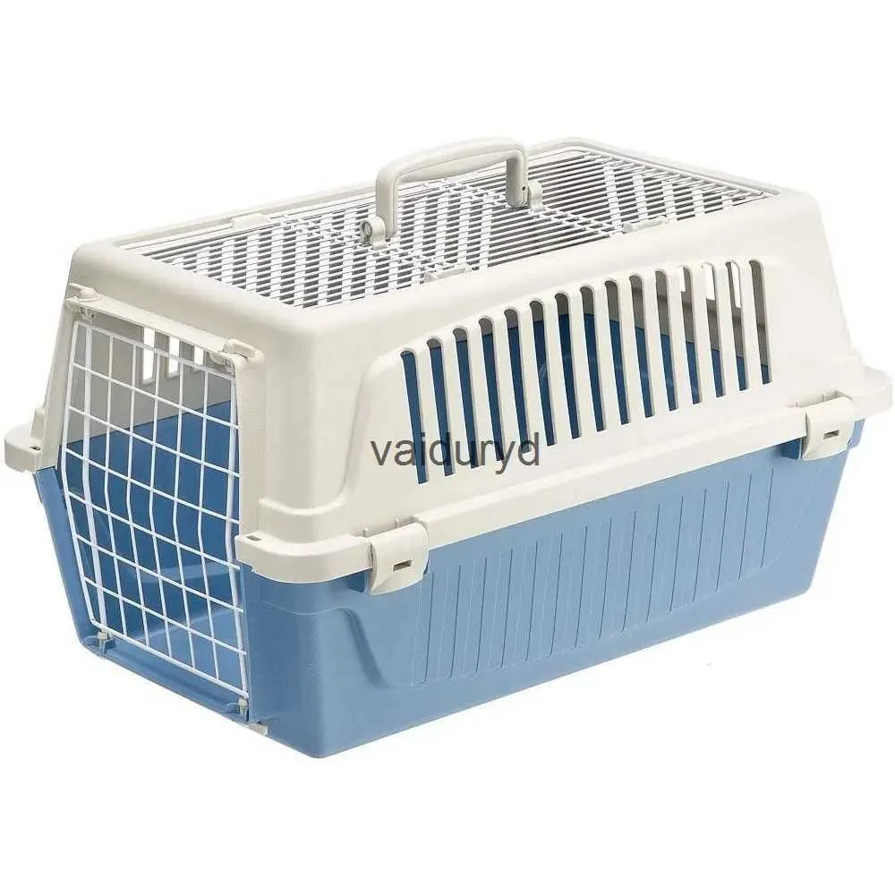 kennels pens Two Door Top Load Plastic Kennel Pet Carrier Basket for Dog Bed Blue 22-Inch Houses Dogs Small House Habitatsvaiduryd