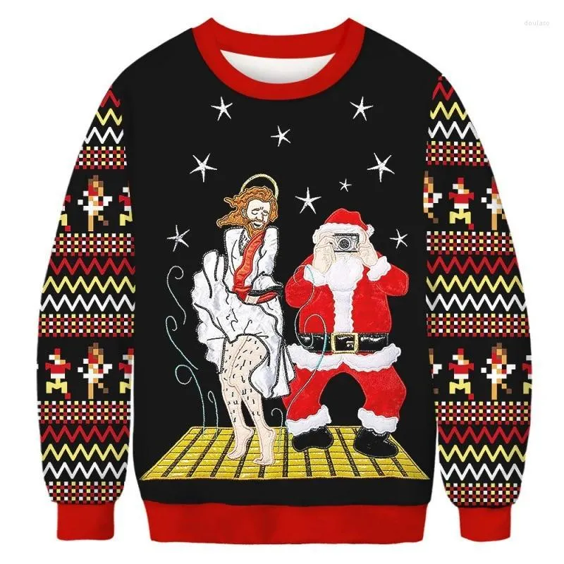Hoodies masculinos homens mulheres feio suéter de natal engraçado humping rena clímax brega jumpers top casal feriado festa de natal moletom