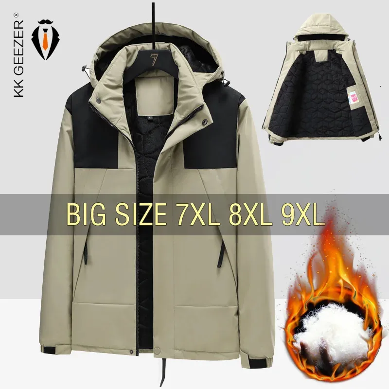 Mens Down Parkas Winter Jackets Men Coats Waterproof Trench Cotton Padded Oversize 6xl 7xl 8xl Plus Size Thicken Warm Windbreak Hooded Overcoat 231129