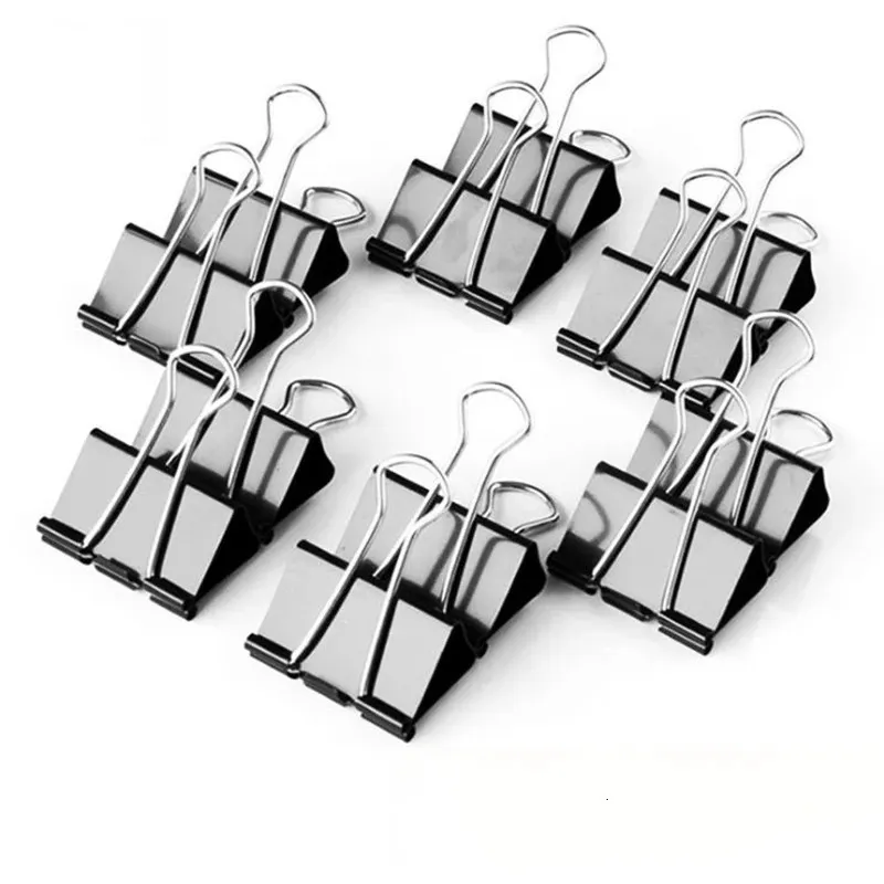 Clipboards 12st Metal Paper Clip Foldback Bindemedle Clips Black Grip Clamps Document Office School Stationery 231130