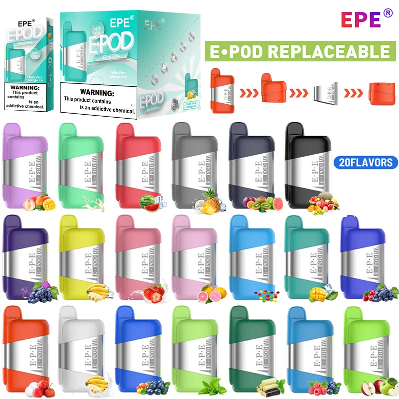 Orijinal EPE E-POD Değiştirilebilir Tek Kullanımlık Vape Kalem 20 Teşerler 8.5ml Pods'u değiştirin 500mAh şarj edilebilir pil örgü vape kitleri