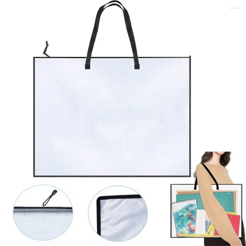 Storage Bags Transparent Art Portfolio With Zipper And Handle Extra-Large Bulletin Board Poster 19 X 25 Inch