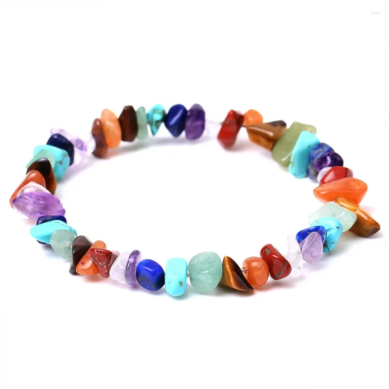 Bracelets de charme 7 Chakra Puce irrégulière Pierre naturelle Améthyste Guérison Cristal Balance Perles Reiki Bouddha Prière Yoga Bracelet pour les femmes