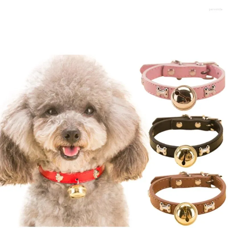 Dog Collars Adjustable Bone Pet PU Leather Neck Strap Cat Soft Supplies For Dogs