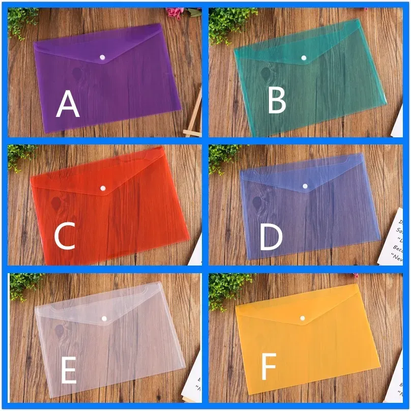 A4 Plastic Envelopes - Snap Button File Folders for Document ...
