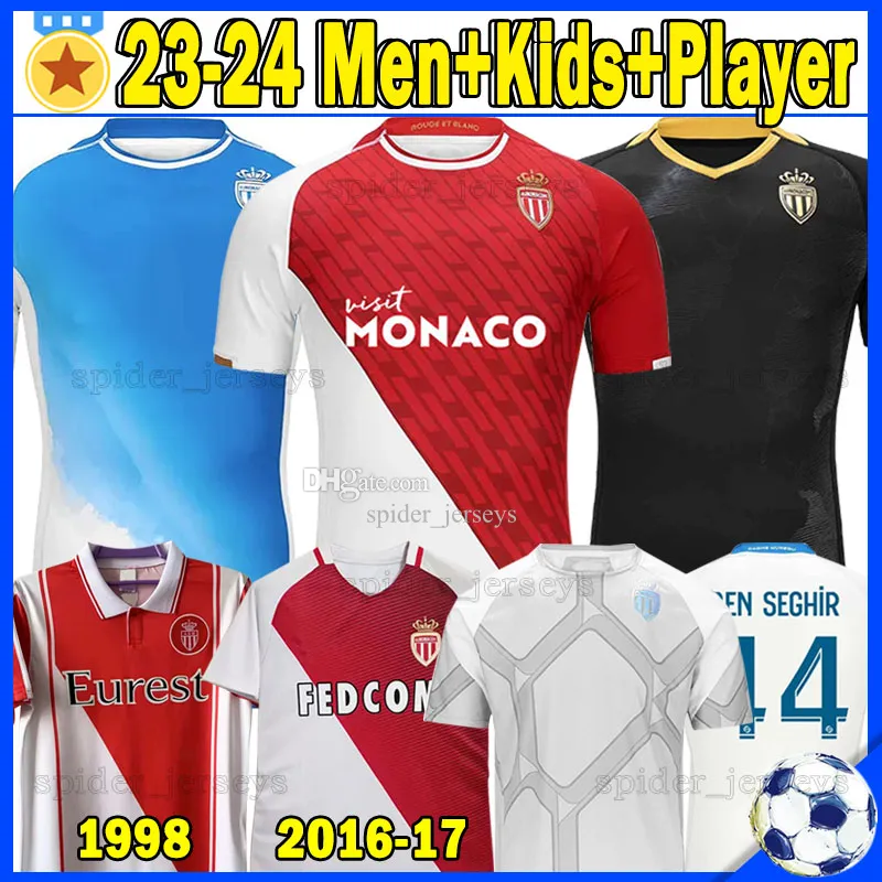 23 24 Jerseys de futebol de Monaco Camara 2023 2024 Ben Seghir DISASI Boadu Akliouche Ben Yedder Minamino Golovin Versão de futebol camisetas de futebol