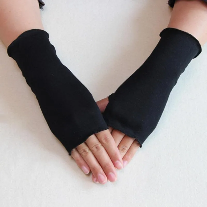 Fünf-Finger-Handschuhe Mode Damen Handwärmer Winter Stretch Fingerloser Handschuh Weiblicher Sonnenschutz Halber Finger Kurzer Einfarbiger Fäustling