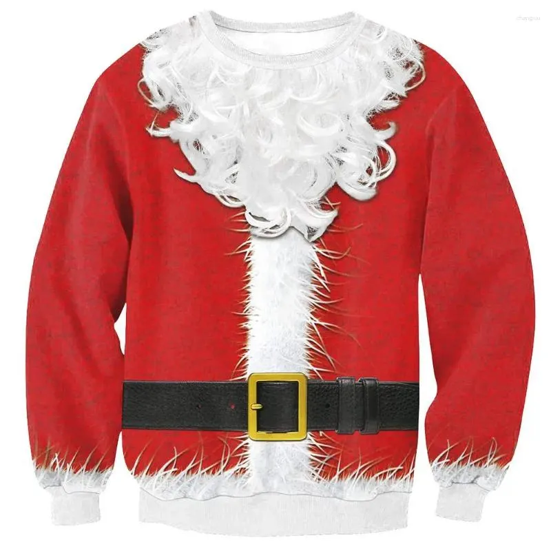 Hoodies masculinos engraçado santa feio natal suéteres jumpers topos pulôver 3d impresso férias novidade outono inverno roupas