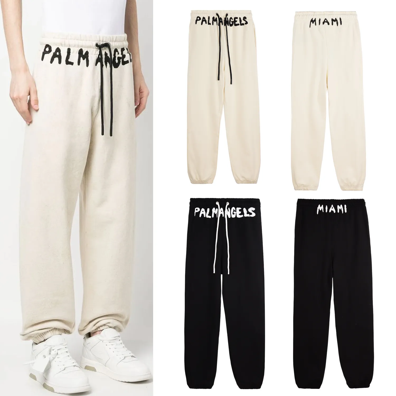 Palm Angels Pants 2023 Klasyczny druk literowy Prosty jesień/zima moda luksusowy luksusowy i damski spodni unisex 02