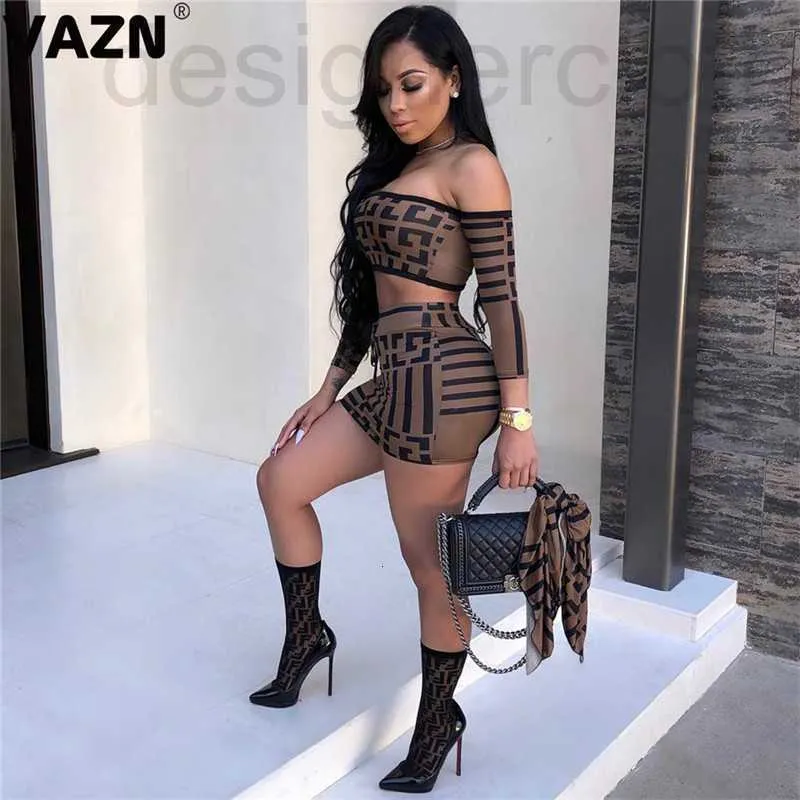 Two Piece Dress designer luxury Summer 2Colors Off Shoulder Eleagnt Wind Sexy 2019 Set Long Sleeve Short Pant 2 Sets Night Club T230113 UKXD