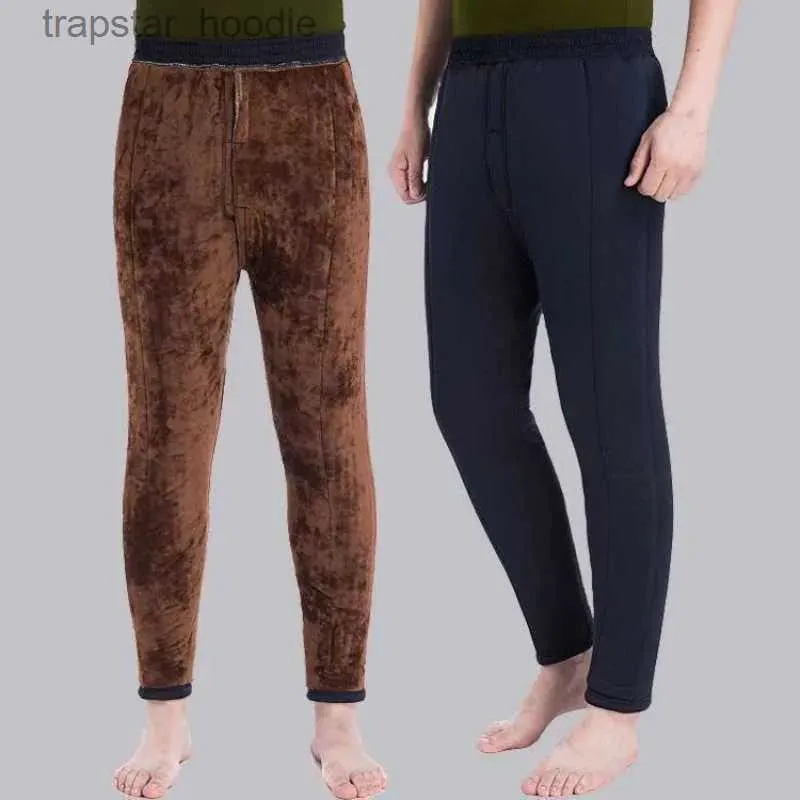 Sous-vêtements thermiques pour hommes Sous-vêtements thermiques pour hommes hiver taille élastique Bot Leggings Thermos pantalon chaud laine épaissie Long Johns coton pantalon L231130