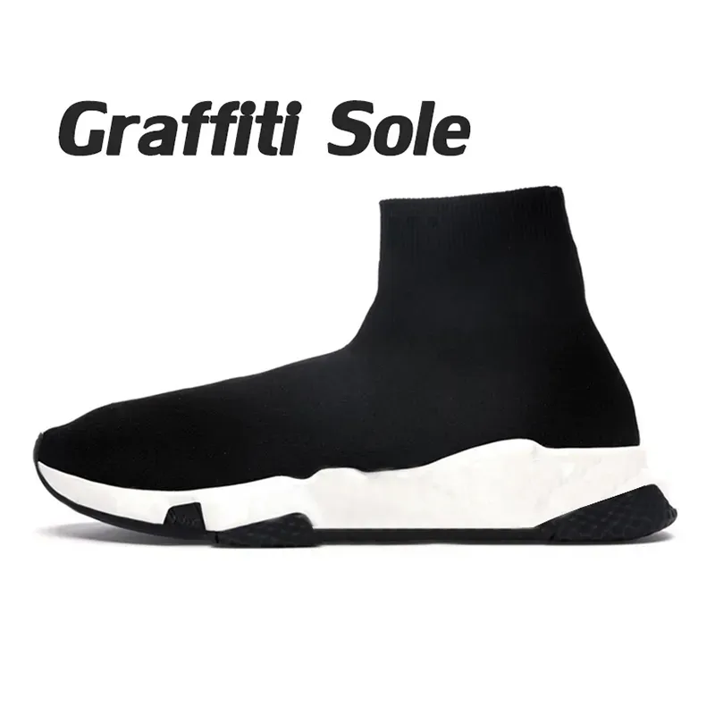 Sock utomhusskor Mense kvinnor Graffiti Spezed Trainer Black White Glitter Blue Beige Red Clear Sole Volt Green Lace-up Running Sneakers Designer Boots