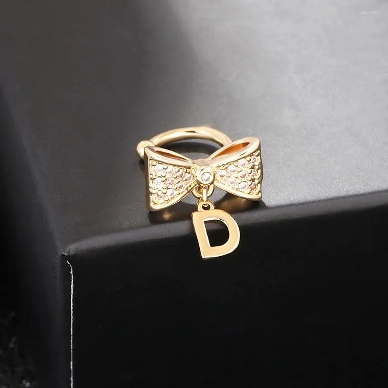 Dingle örhängen 2023 Trend Zircon Crystal Bow Ear Bone Clip Icke-Pierced Earring Gold Silver Color Cuff For Women Girls Estetic SMEEXKE 1PC