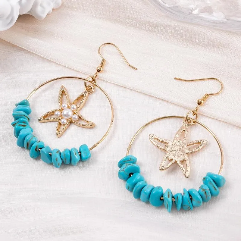 Dangle Earrings Makersland Boho Star For Women Ocean Style Jewelry Lady Personalized Natural Stone Hoop Earring Jewellery Wholesale