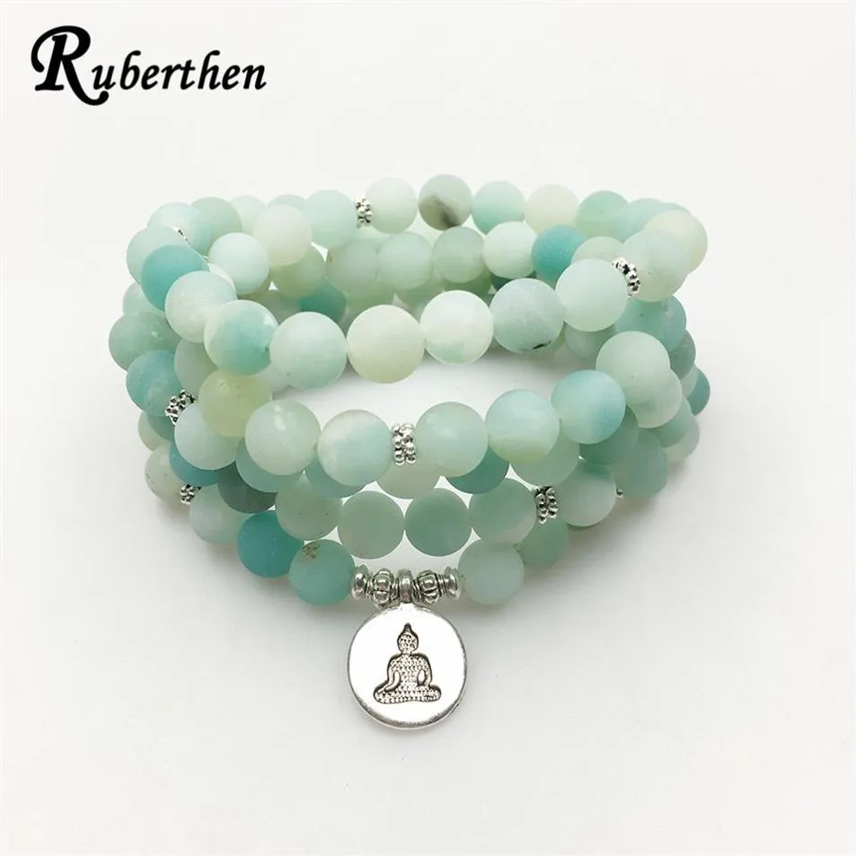 Ruberthen 2017 Nieuw Ontwerp Ab amazoniet Mala Kralen Armband Trendy Yoga Ketting Hoge Kwaliteit Handgemaakte Natuursteen Armband J1907261L