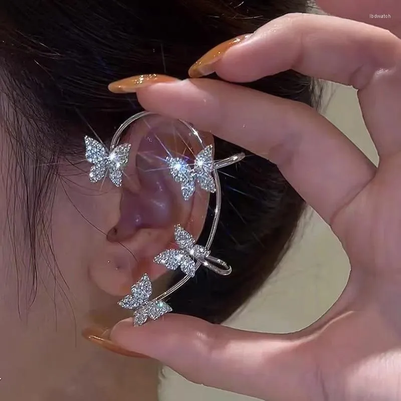 Pendientes de aro con Clip para oreja de mariposa para mujer, Piercing colgante ligero de lujo con diseño de nicho de temperamento, aretes de hueso para mujer