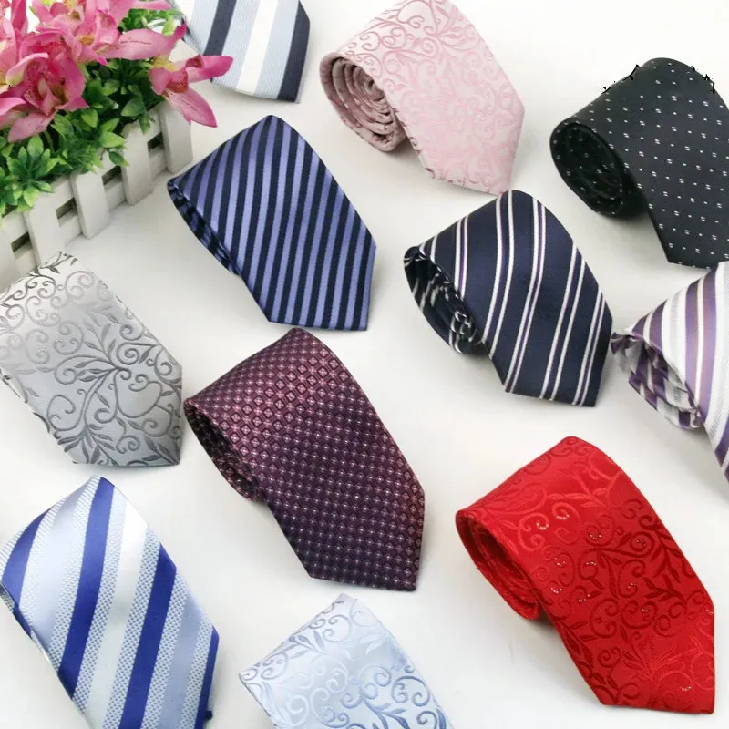 Neck Ties South KoreaSilk Polyester Silk 8CM Jacquard Pattern Men's Business Men's Tie Suits Match Necktie 231128