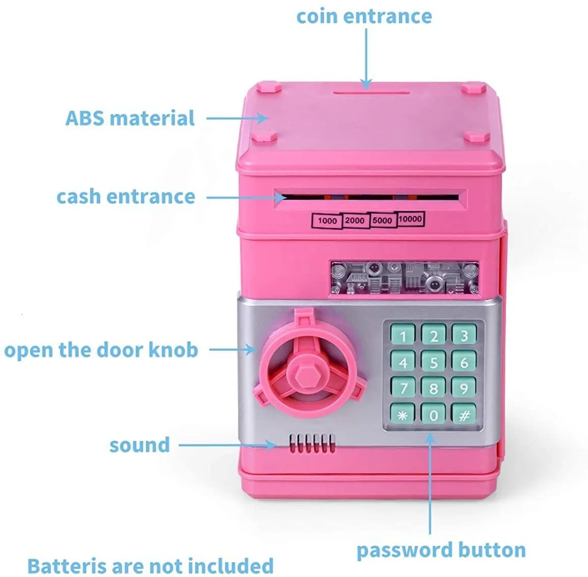 Coffre-fort Jouet Pour Enfants Automatique À Musique, Avec Rouleau De Pièces,  Boîte À Argent Bleue, Boîte De Sécurité Avec Mot De Passe Et Motif De  Dessin Animé