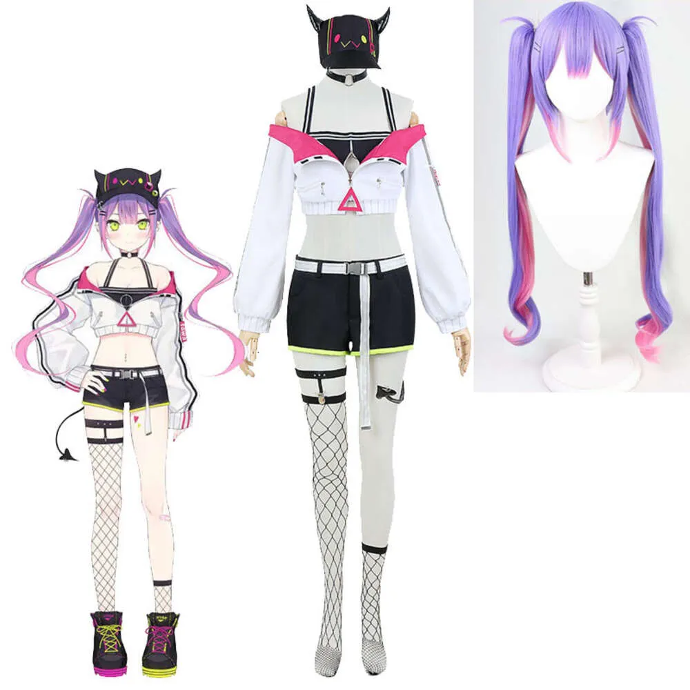 Hololive Tokoyami Towa Cosplay Costume and Hat, VTuber S Wig Headgear,  Halloween Virtual Youtuber Sexy Clothing