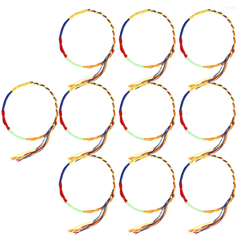 Bracelets porte-bonheur 10 pièces Bracelet d'amitié tressé réglable tissé bijoux de poignet enfants corde multicolore chanceux