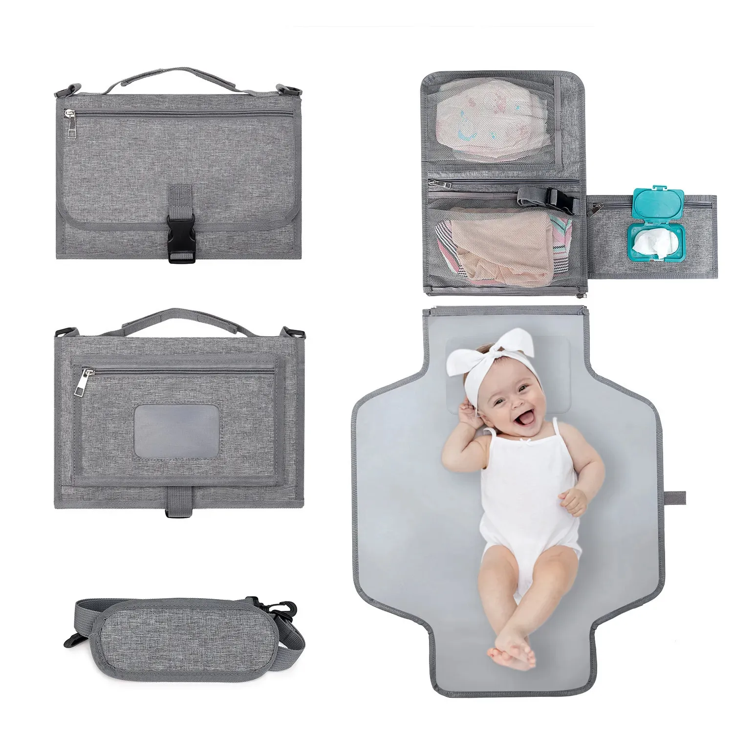 Wickelauflagenbezüge Stoffwindeln Baby Tragbare Wickelauflagen für Babys mit Schultergurt Abnehmbare Baby Tragbar für Wickeltasche Wickelunterlage 231130