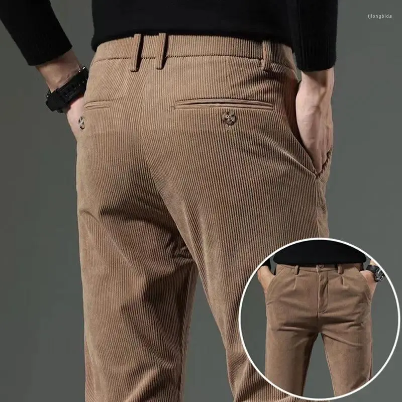 Pantaloni da uomo di velluto a coste spessi casual 2023 stile invernale business moda stretch pantaloni vestibilità regolare pantaloni maschili di marca A305