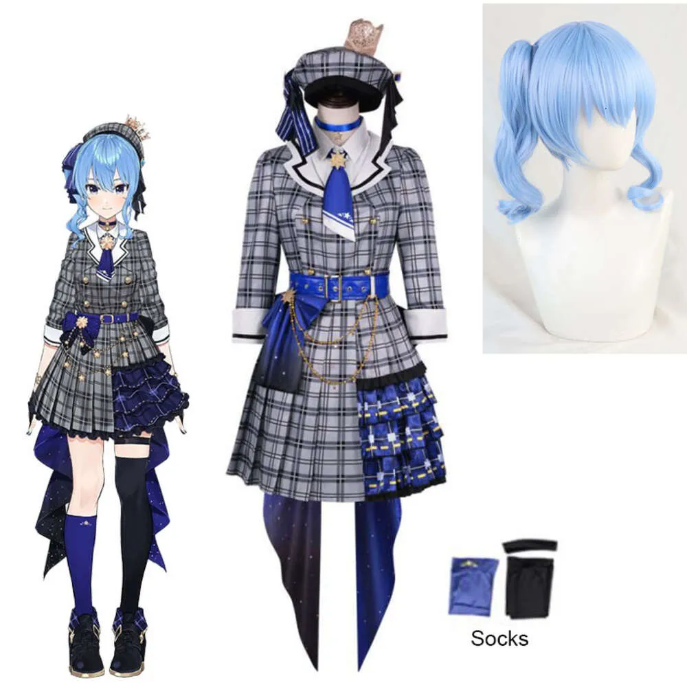 Hololive Hosimati Suisei Costume Cosplay Vtuber Suisui Parrucca Copricapo Costumi di scena Youtuber per feste di Halloween