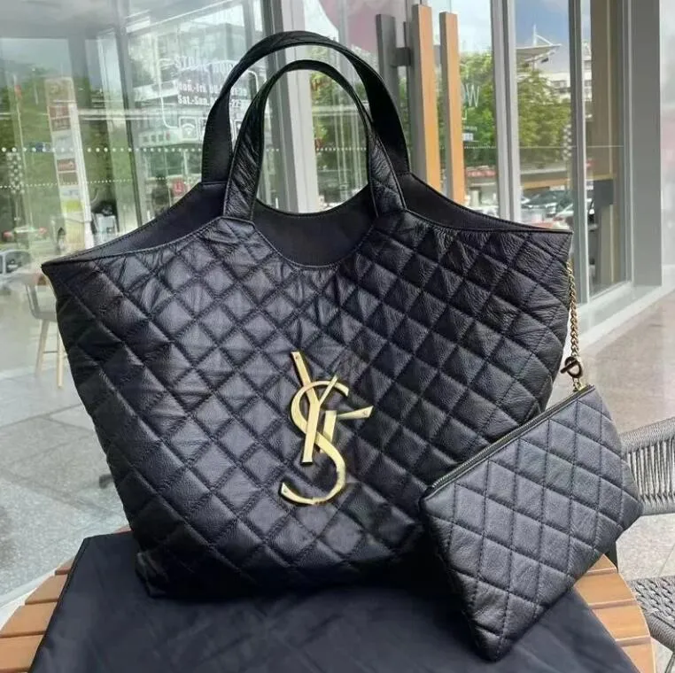 Neue große Kapazität Totes Icare Maxi Einkaufstasche LOULOU Tasche Strandtaschen Echtes Leder Frauen Tote Designer Gitter Handtasche Geldbörse Reise Umhängetasche Umhängetasche