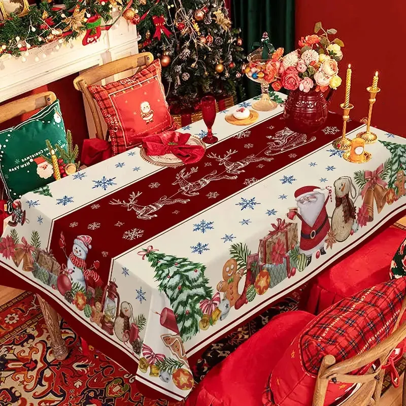 Table Runner Christmas Tablecloth Polyester Rectangle Party Decoration Waterproof Dining Navidad Decorations 2024 231130