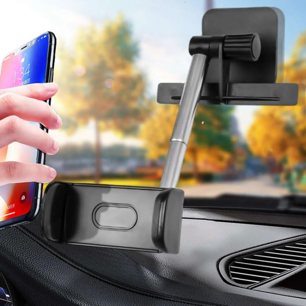Upgrade Car Rear Mirror Telescopic Phone Holder Paste Mount 360 Degree Navigation Auto GPS Phone Stand Bracket for Iphone Samsung Xiaomi
