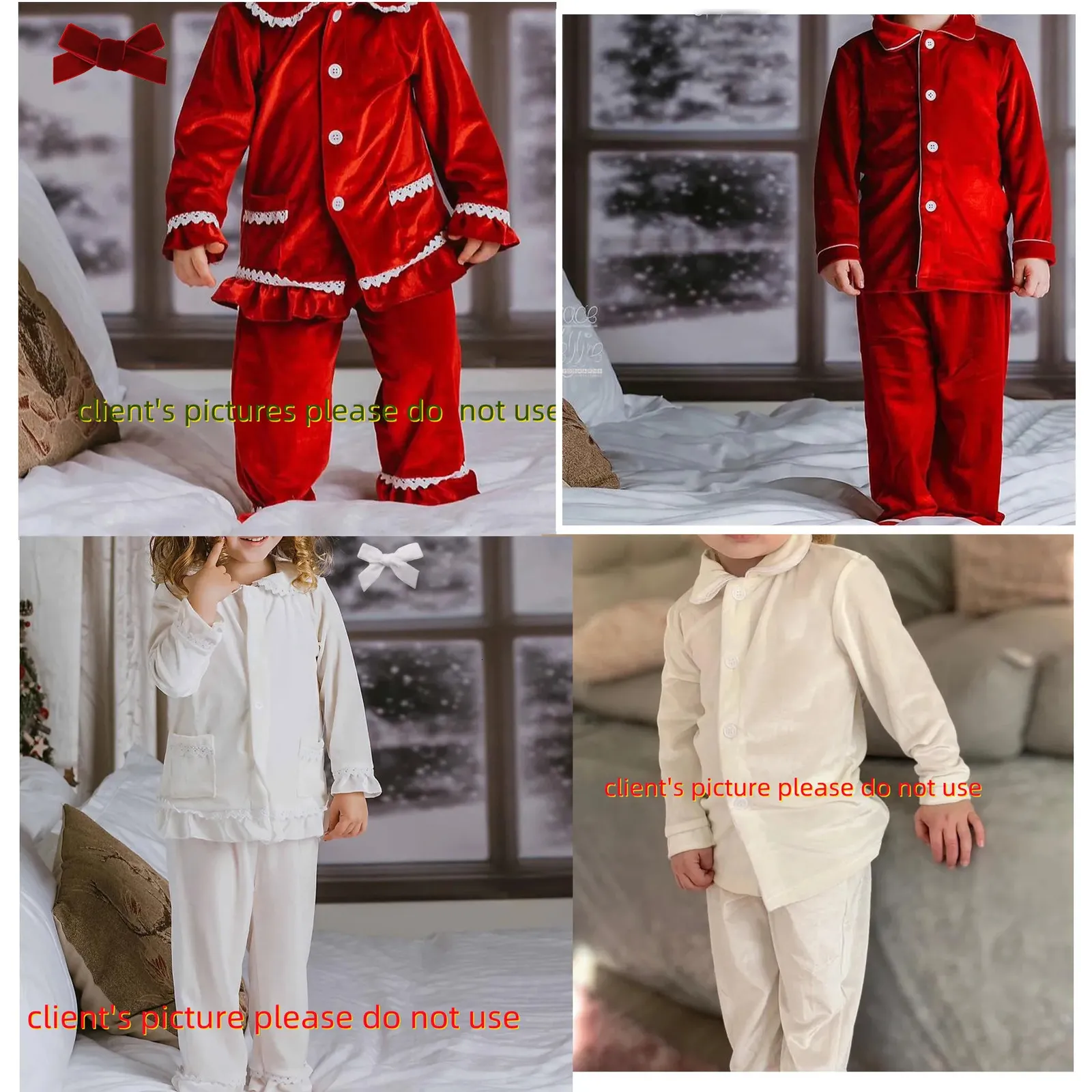 Pyjamas Winter PJ Kids Christmas Pyjamas Family Pyjamas Set for Women Girl's Baby Boy Men's Pyjamas Red White Velvet Lounge Wear 231129