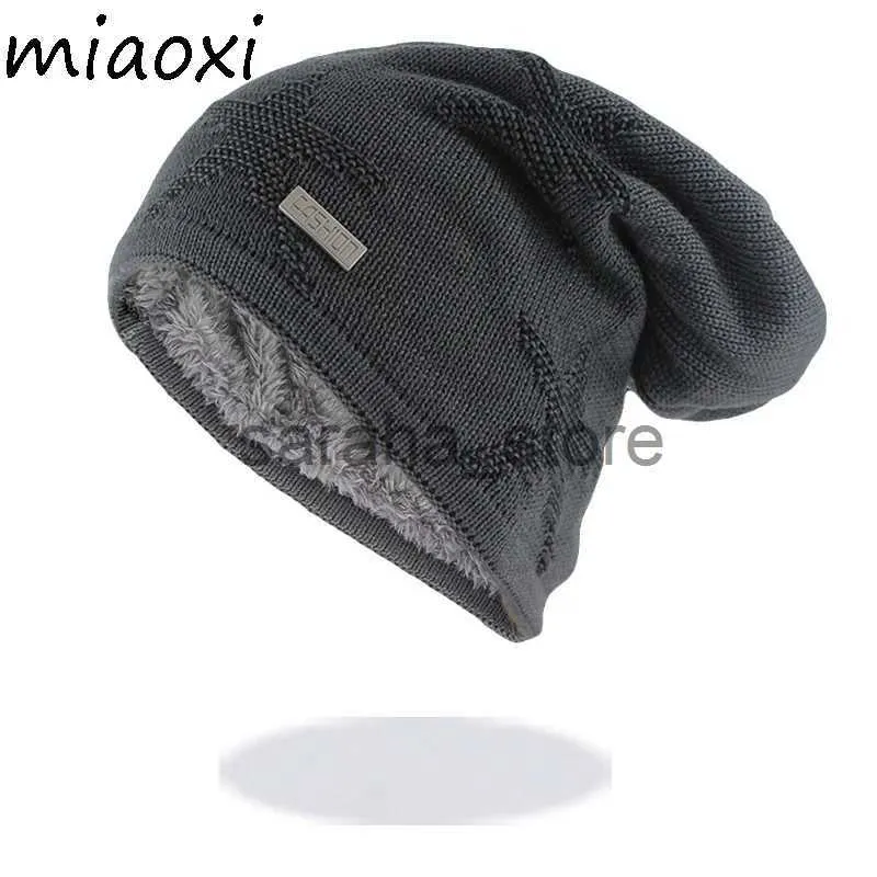 Beanie/Skull Caps New Winter Warm Men Hat For Adult Male Wool Fashion Beanies Knit Tjocka hattar mjuka motorhuven Bomullsvarumärke stjärnkåpor J231130
