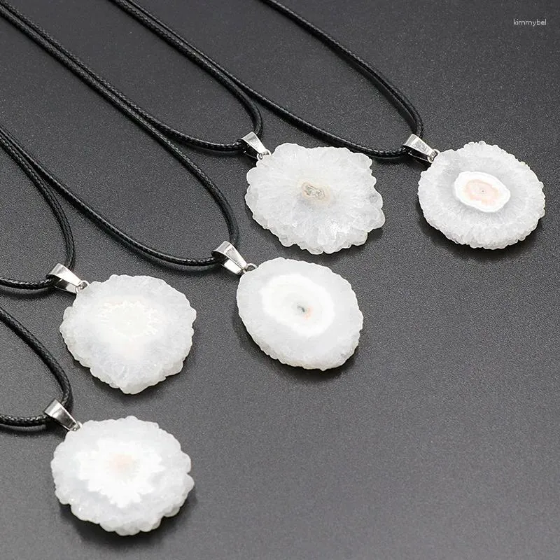 Anhänger Halsketten Reiki Natürliche Achate Geode Quarz Sonne Blume Erz Bergkristall Cluster Halskette Für Frauen Männer Modeschmuck