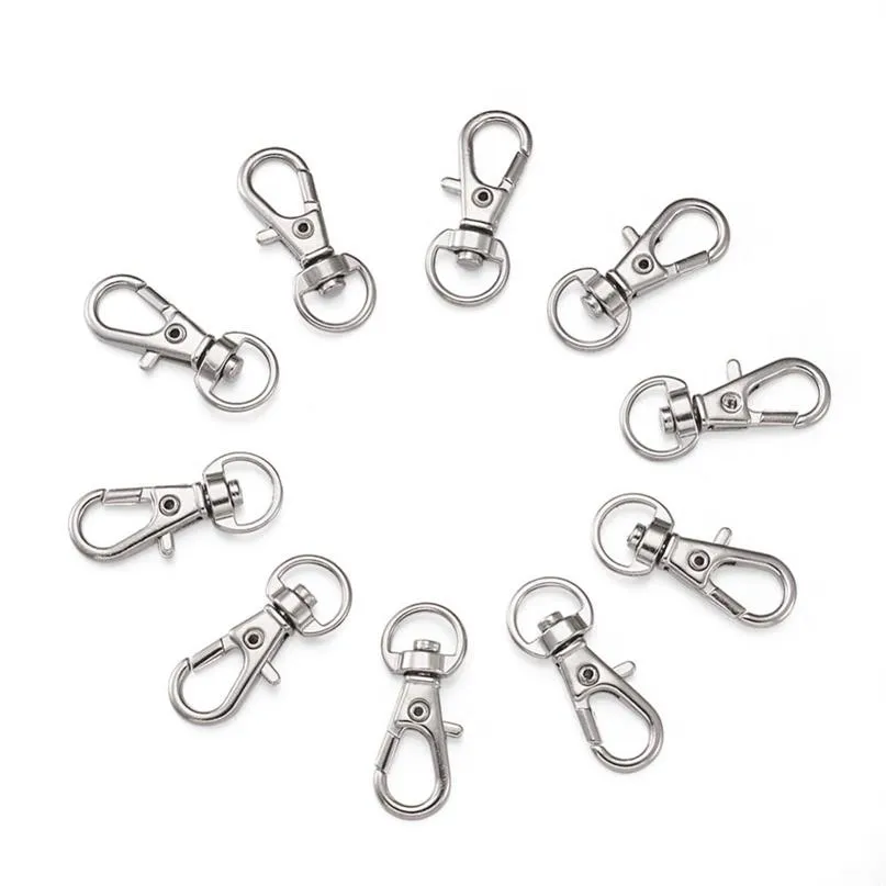 100st -legering Swivel Lanyard Snap Hook Hummer Claw Clasps Jewelry Making Bag Keychain DIY Accessories236L
