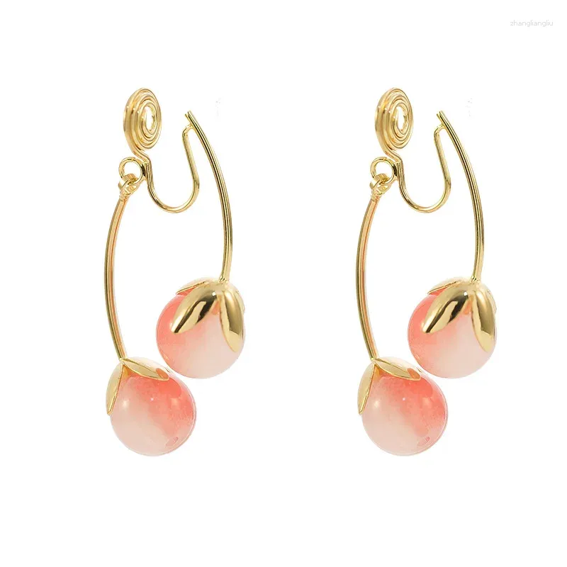 Boucles d'oreilles à clous pour femmes, Design de Niche, pendentif tomate rose, élégant, haute qualité, Clip de bobine de moustique sans trous