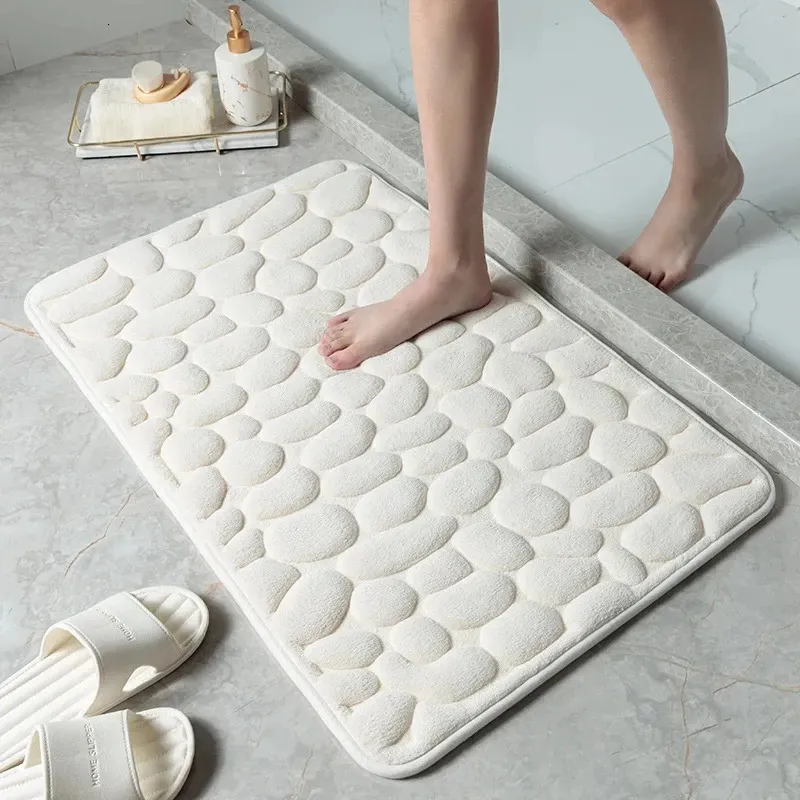 Carpets Cobblestone Embossed Bath Mat Nonslip Bathroom In Wash Basin Bathtub Side Floor Rug Shower Room Doormat Memory Foam Pad 231130