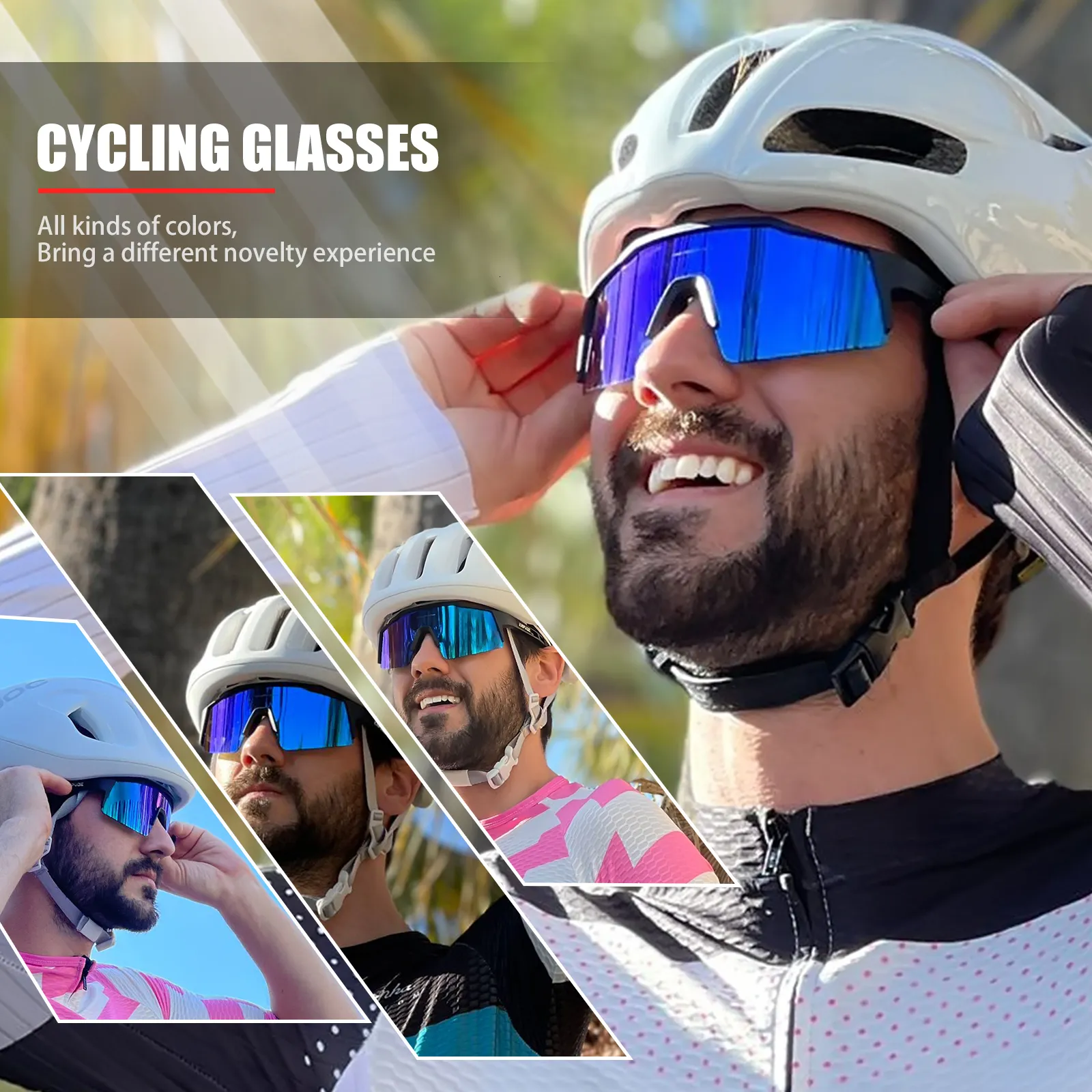 Cycliste Homme Dans Un Casque De Vélo Et Des Lunettes Transparentes Sur  Fond Clair