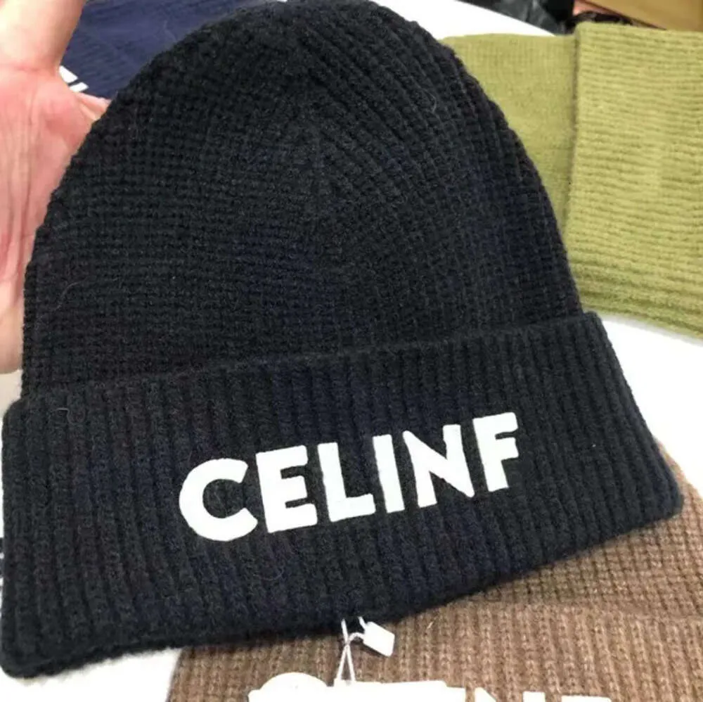 Celinf Autumn/Winter Sticked Hat Big Brand Designer Beanie/Skull Caps Stapled Hat Baotou Letter Ribbed Woolen Hat High Quality SD3