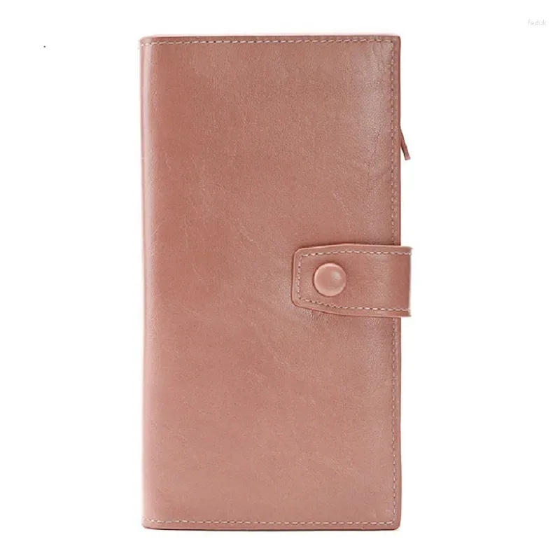 Plånböcker Kvinna Koppling Purse Multi-kort plånbok Handväska Kvinnlig korthållare Lad Long Women's Contrast Buckle Coin
