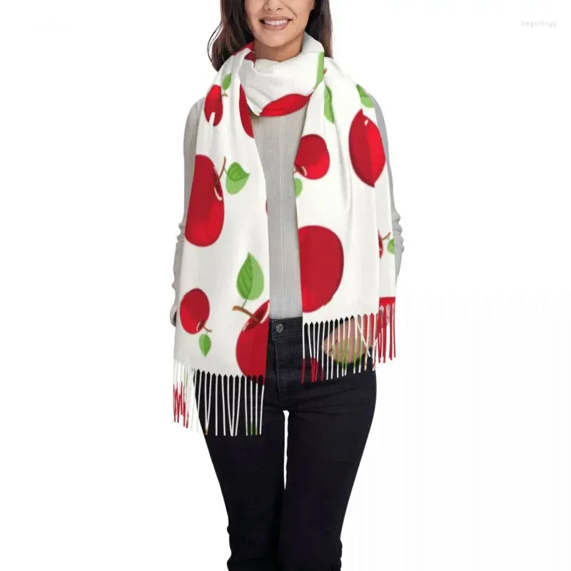 Vêtements ethniques Femmes Red Apple Motif Écharpe Châles d'hiver Mince Wrap Lady Gland Chaud Poilu Bufanda