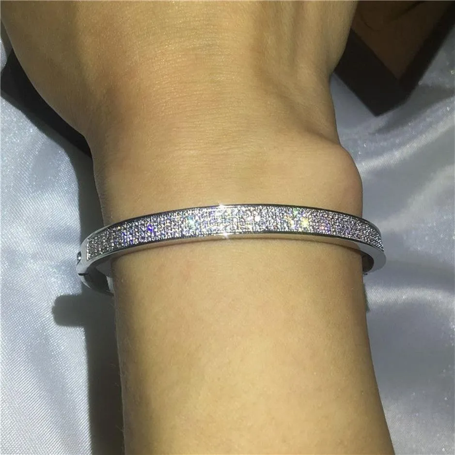 Vecalon Infinity Pave réglage 5A zircon cubique bracelet de fiançailles or blanc rempli bracelet de manchette femmes accessoires de mariage cadeau2565
