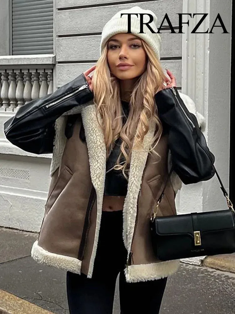 Chic Faux Fur Vest for Women Trendy Sleeveless Fleece Jacket