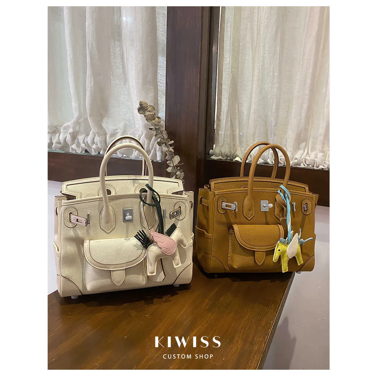 オリジナルのBojin Tote Bags Online Store Love Extravagance Canvas Patchwork Leather Swift25ポータブルポケットバッグハイエンドファッション本物のロゴ