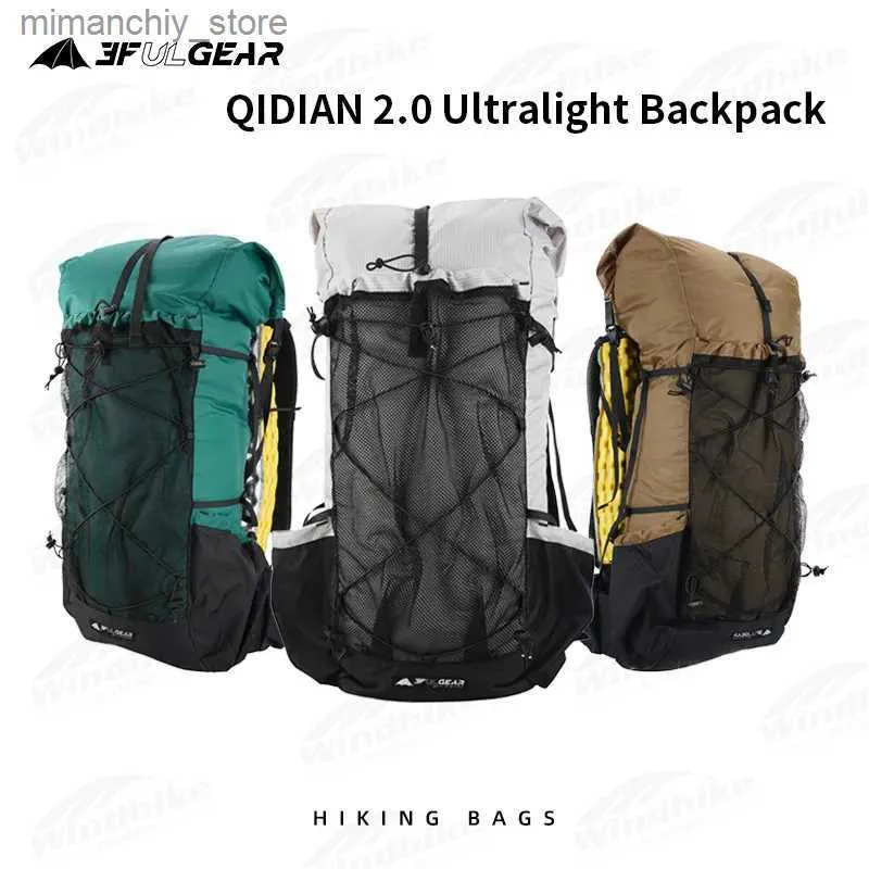 Outdoor Bags 3F UL GEAR 45L QIDIAN2.0 Ultralight Camping Backpack Fashion Women/Men Outdoor Sport Bag Waterproof Nylon Breathab Bag Q231130