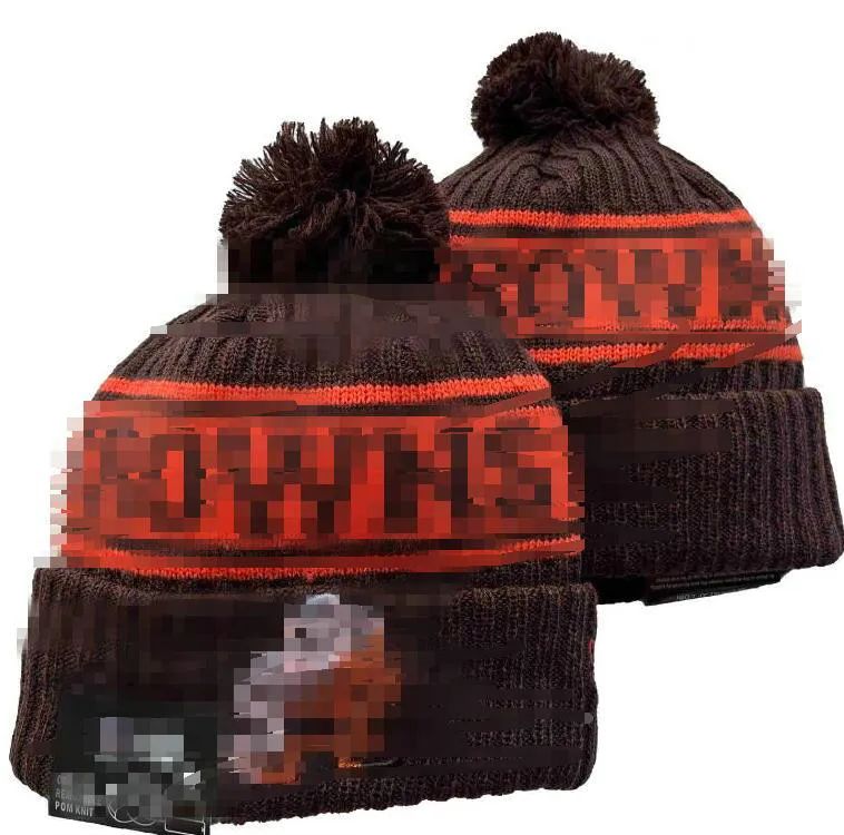 Cleveland''Browns''beanis Bobble Hats Baseball Ball Caps 2023-24 Projektant mody Bucket Hat Chunky Knit Faux PO Beanie Christmas Hat A6