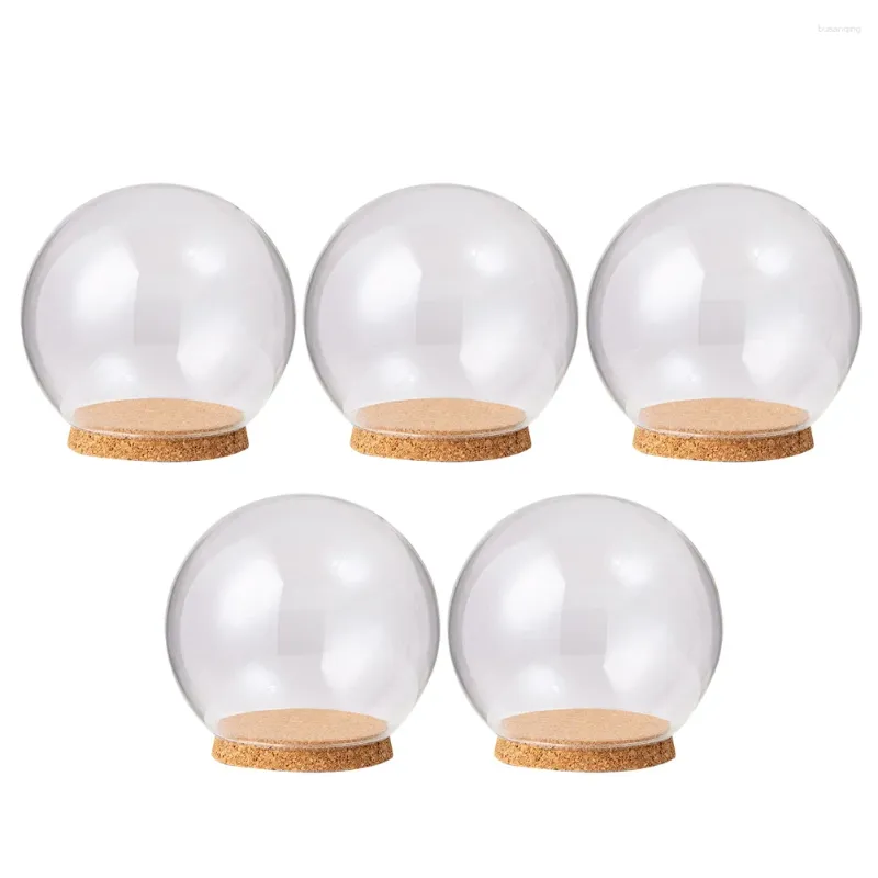 Vases 5Pcs Preserved Flower Glass Cover Dust- Dome With Cork