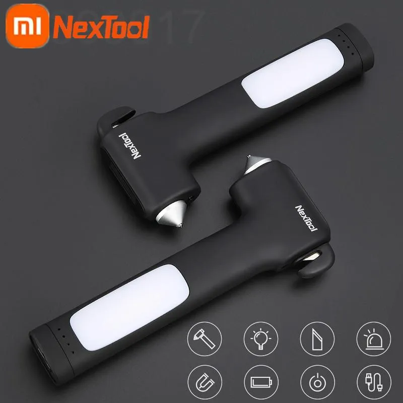 Tang Xiaomi Nextool 4in1 Multi Martello di Sicurezza Martello di Emergenza Auto Fuga Finestra Interruttore Cintura di Sicurezza Taglierina Torcia Elettrica Accumulatori E Caricabatterie Di Riserva