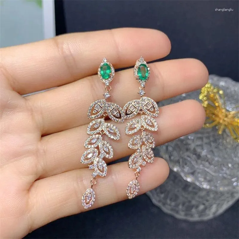 Kolczyki stadnina Yulem Natural Emerald 925 Srebrna moda impreza Niezbędna biżuteria 4x6 mm dla letnich kobiet codzienne noszenie