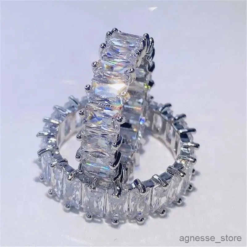 バンドリングEkopdee Luxury Band Zircon Rings for Women Eternity Promise Crystal Finger Ring Engagement Wedding Jewelry Love Gift R231130